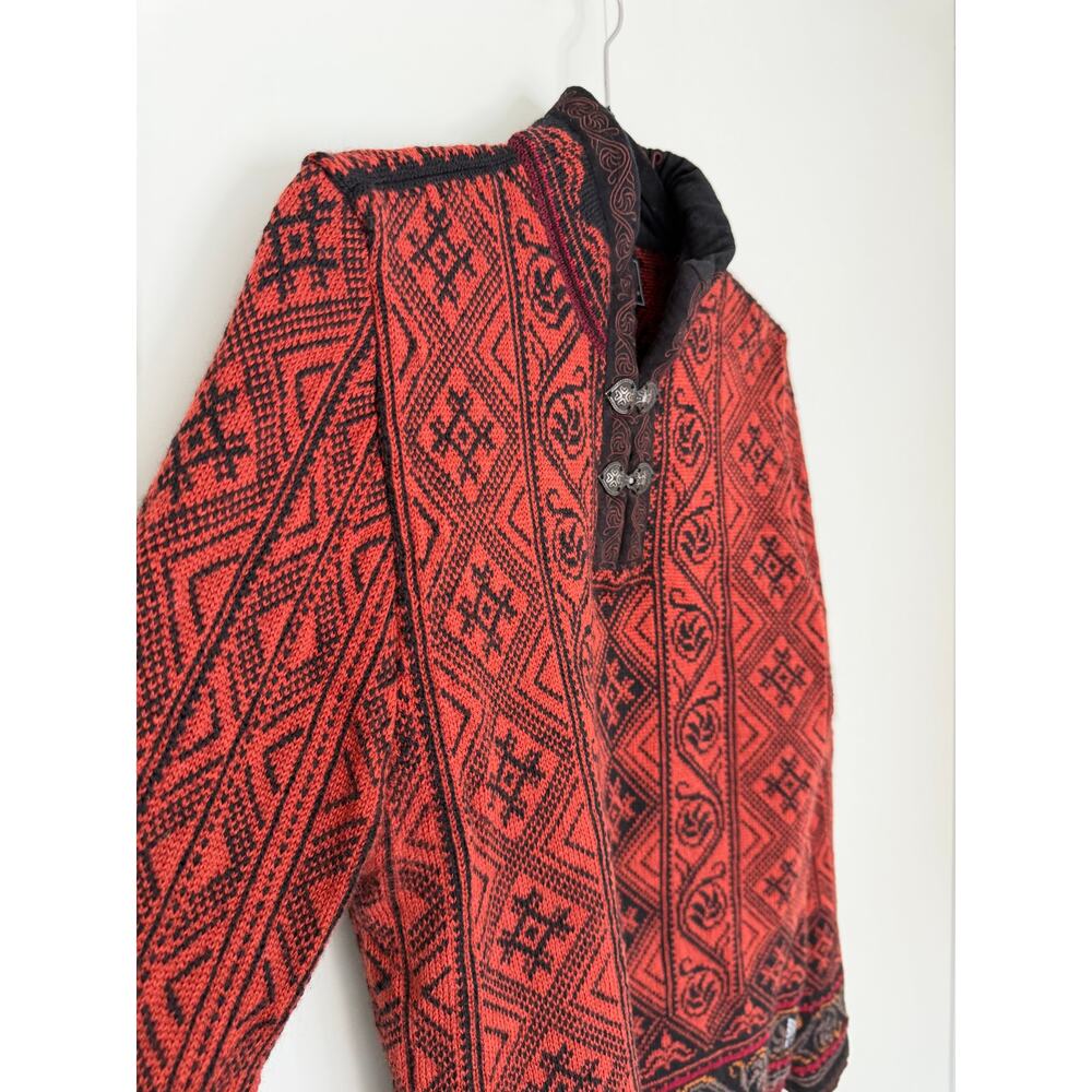 DALE OF NORWAY Women's New Wool Nordic Sweater Red Black Geometric - Picture 5 of 8